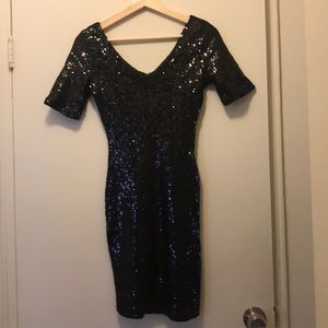 Black Sequin Bodycon Mini Dress